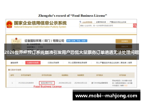 2026世界杯预订系统崩溃引发用户恐慌大量票务订单遭遇无法处理问题